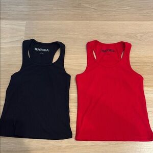 KATIEJ Black and Red Racerback Tank Tops girls large